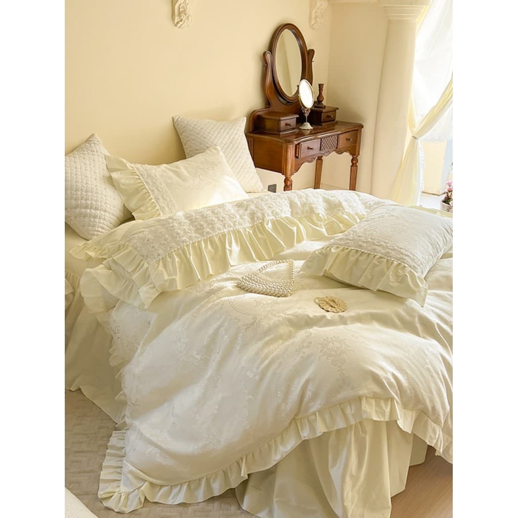100% algodão saia de cama conjunto de quatro peças 60 peças Jacquard High-End algodão colcha capa estilo princesa quatro