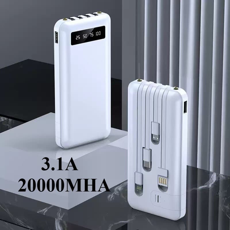 10000/20000mah Carregador Power Bank Portátil Universal Saida 4 Cabos COM SUPORTE CASA BOM