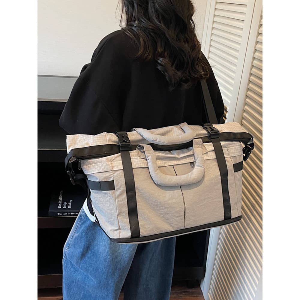 Bolsa de viagem expansível de curta distância feminina, bolsa de bagagem de roupas de grande capacidade, bolsa mensageir