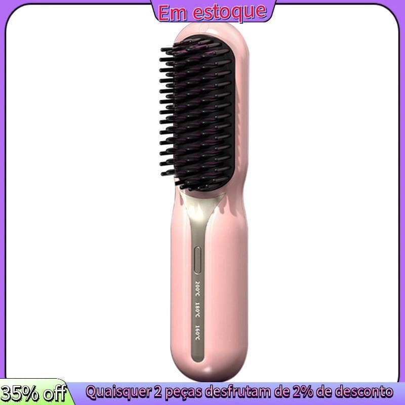 Escova Alisadora de Cabelo Sem Fio com Aquecimento Rápido, Escova Elétrica Profissional para Alisamento com Íons Negativ