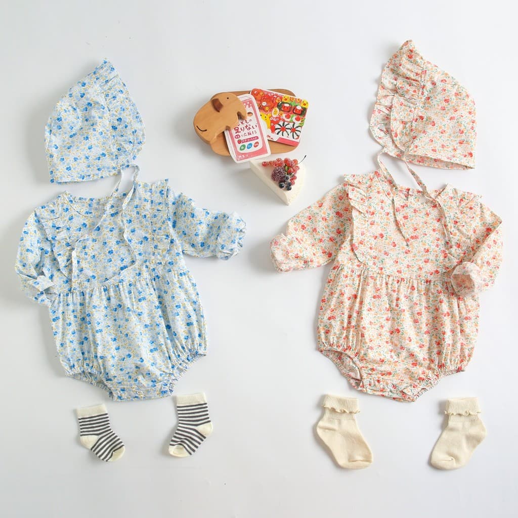 Macacão de bebê Floral roupas de bebê versão coreana roupas de bebê primavera outono macacão bebê recém-nascido ins