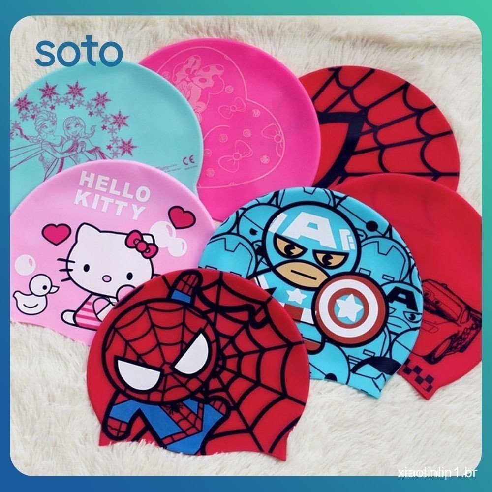 Touca De Natação Infantil SOTO Adorável, Touca De Natação Com Tema Mickey Minnie, Proteção Para Piscina Macun, Touca De