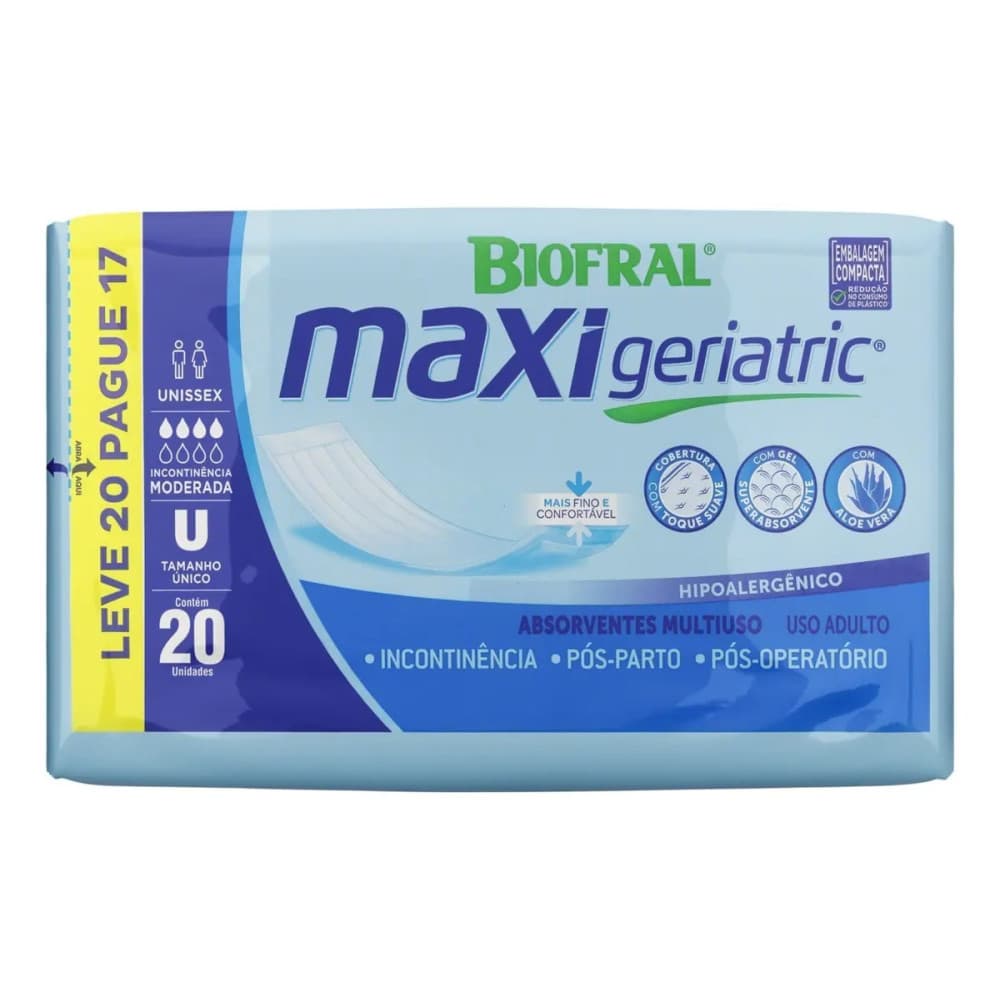Absorvente Maxi Geriatric Tam Único com 20 Unidades