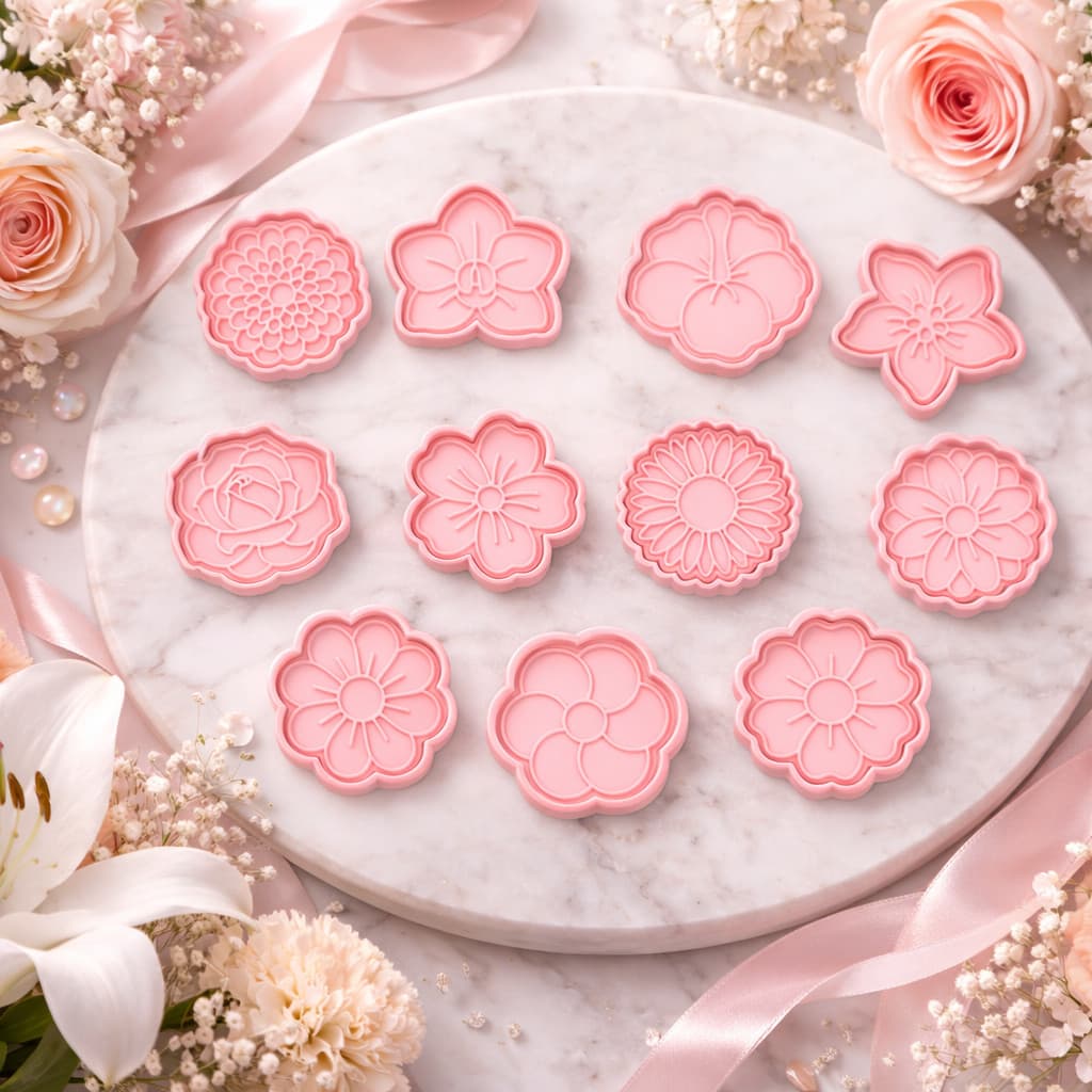 Kit Cortadores de Biscoito Flor 12 Peças Molde Cookie Fondant Pasta Americana Confeitaria Criativa