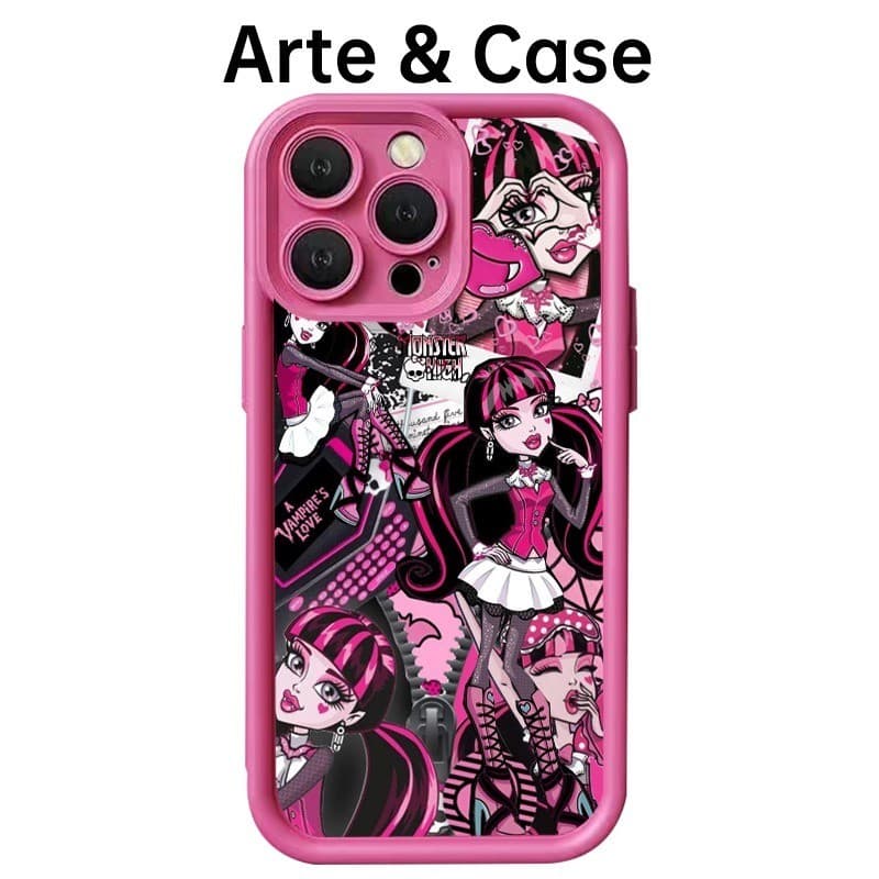 Capinha de Silicone proteção total impacto-Monster High Draculaura Para iPhone 11 12 13 PRO 14 15 Pro Max 16 17 Plus XR