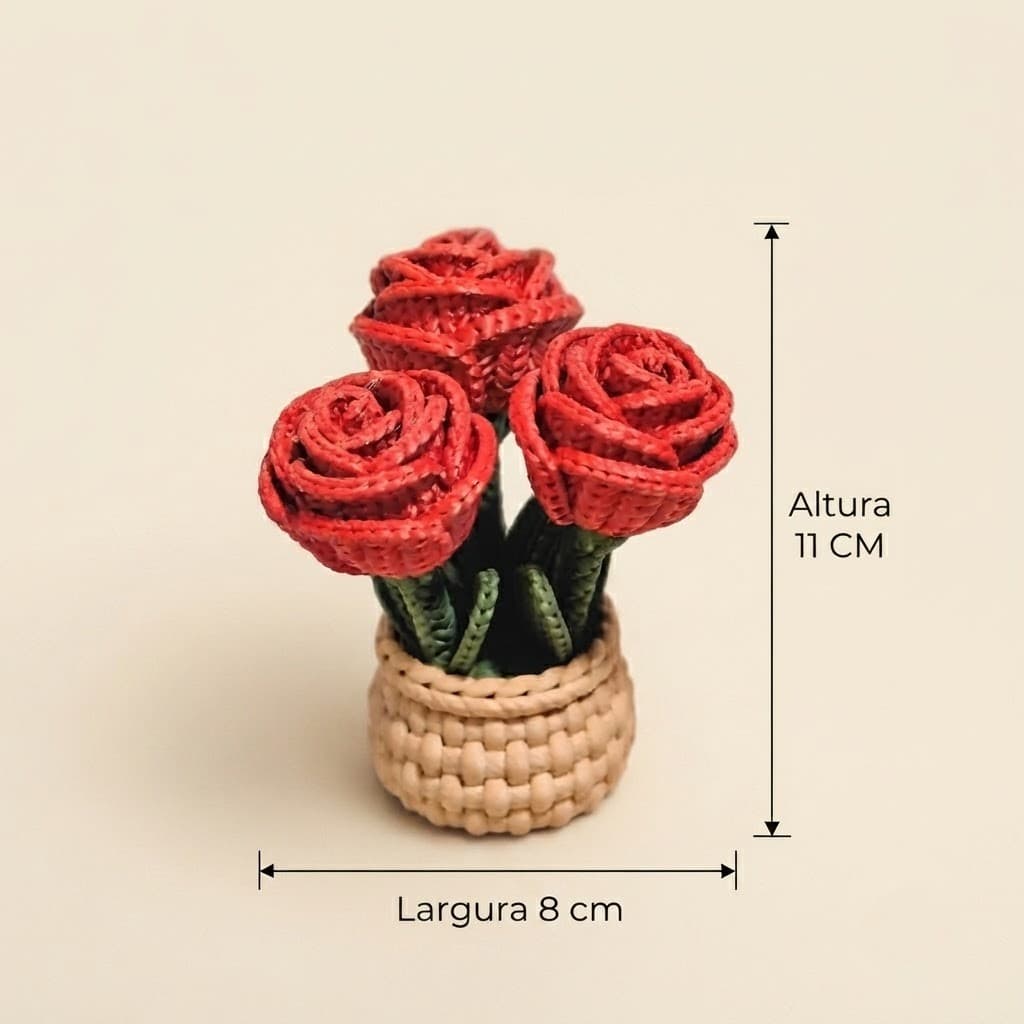 Decoração Rosa Impressão 3D estilo Croche Sala Ornamento Flor Decorativa 3d Presente Romantico