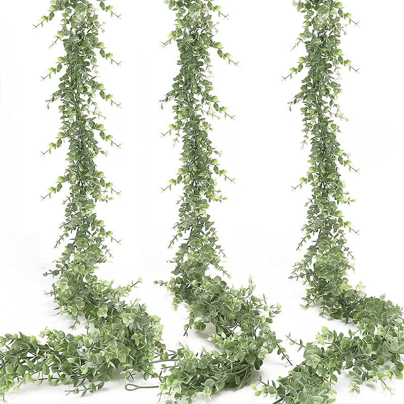 Planta verde artificial artificial eucalipto guirlanda videira 1.8m ins eucalipto parede pendurado planta falso pendurad