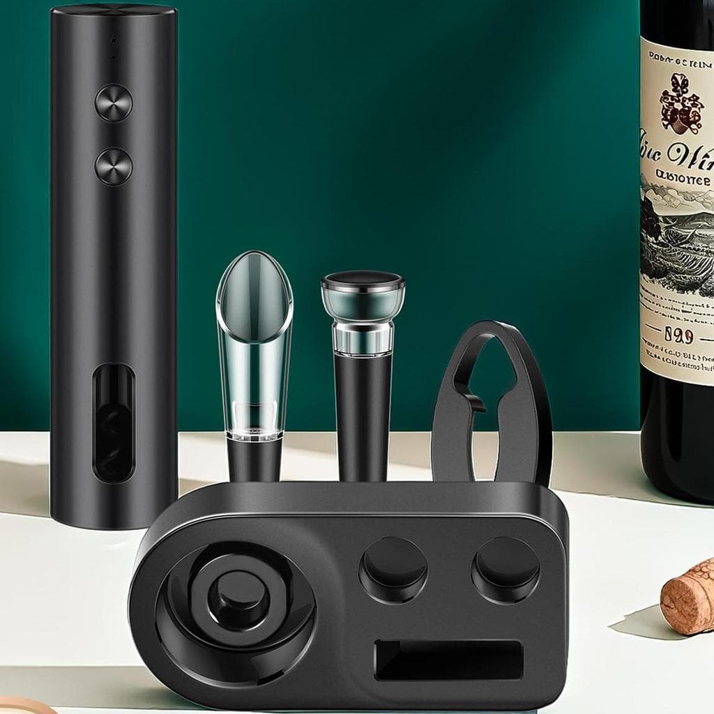 Abridor de vinho elétrico japonês, conjunto de três peças, recarregável, multifuncional, automático, vinho tinto, conjun