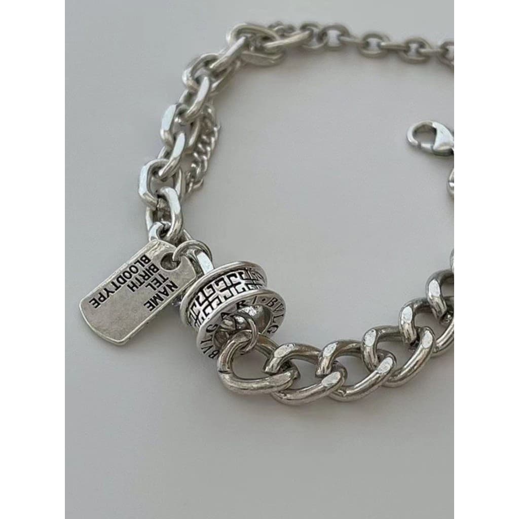 pulseira masculina pulseira Hip Hop na moda legal marca quadrada angustiado pulseira feminina ins nicho simples estilo l