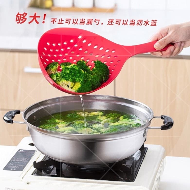 Coador de Silicone grande resistente a altas temperaturas de qualidade alimentar panela quente bolinho colher de pesca f