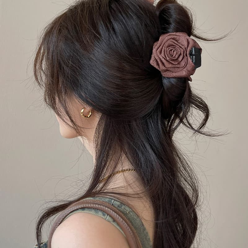 Novo estilo chinês Xiaoxiangfeng camélia Grab clip Volume de cabelo pequeno Hairpin seco volta cabeça rosa flor baixo ra
