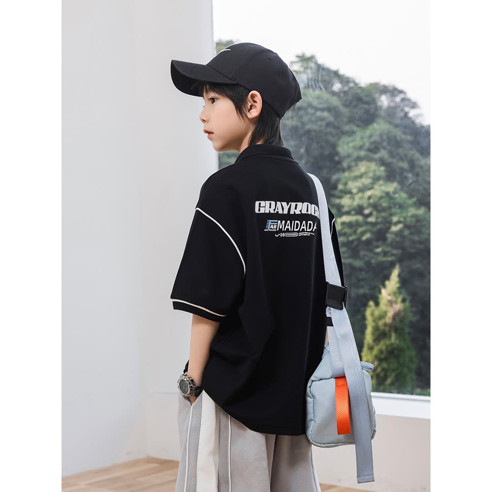 [7a Antibacteriano] Camisa polo para meninos, camiseta de secagem rápida, manga curta, roupas legais de verão, médio e g