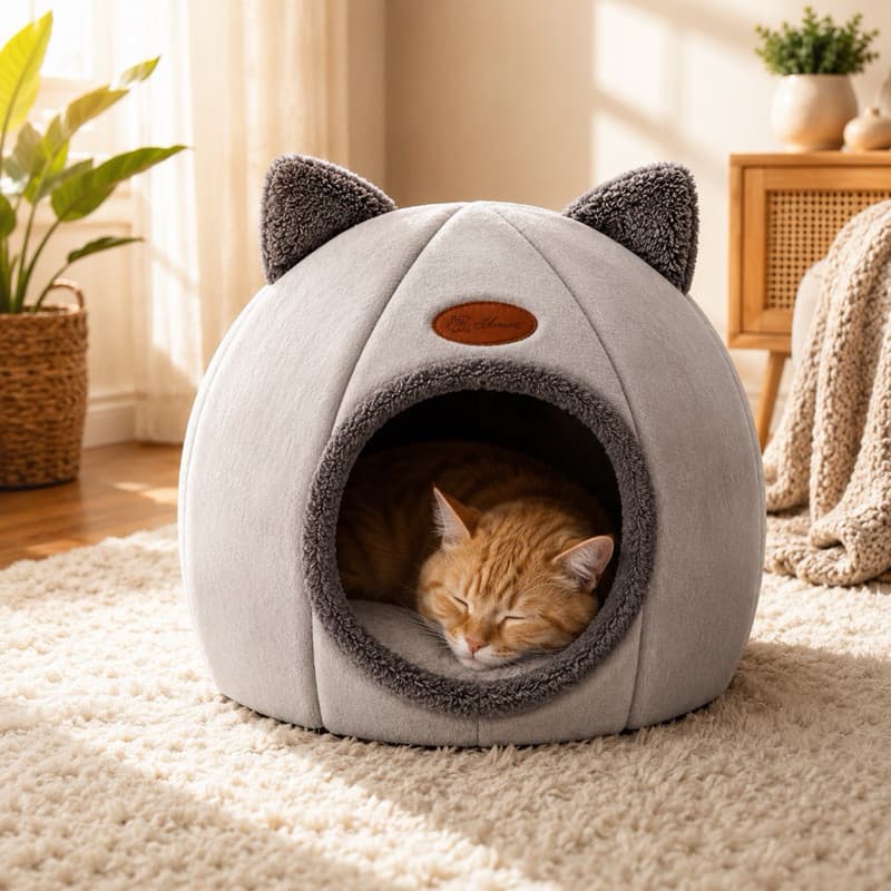 [Desconto por tempo limitado] Cama iglu para gatos, Super macia e confortável, proteção para gatinhos, cama moderna para