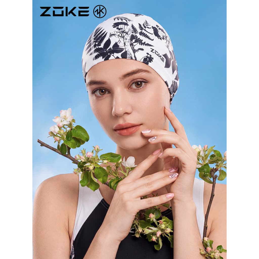 Zoke touca de natação pu repelente de água senhoras não estrangulam a cabeça cabelo longo confortável antiderrapante zug