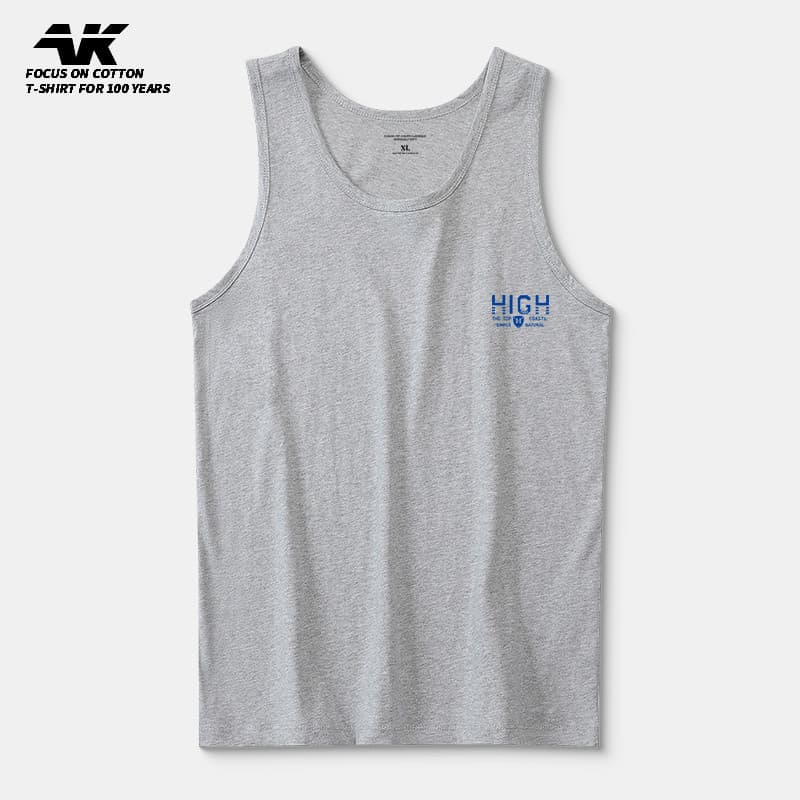 Puro algodão masculino impresso colete masculino sem mangas camiseta obstáculos esportes suor-absorvente algodão ins des