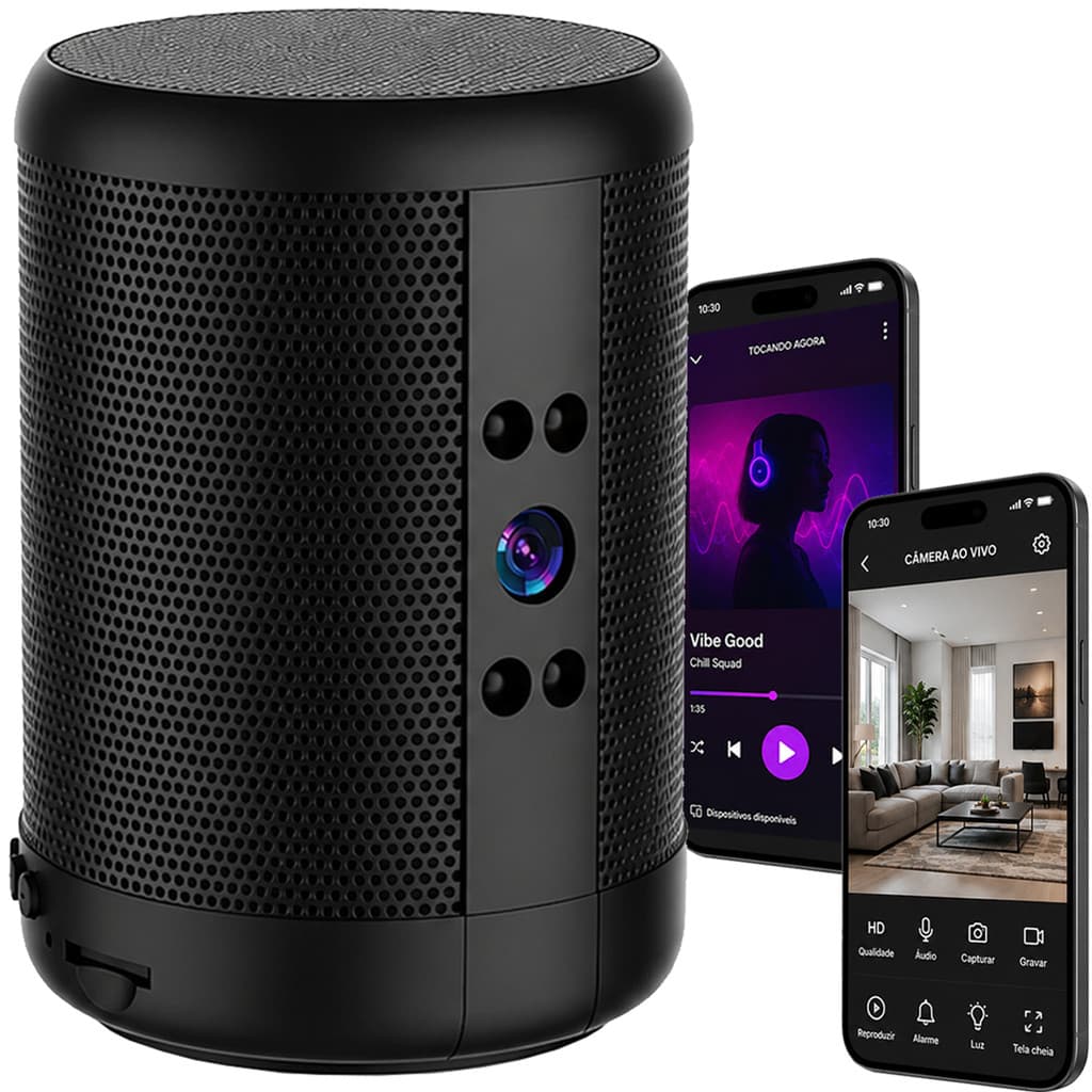 Mini Camera de Segurança Wi-Fi Escondida em Formato de Caixa de Som Bluetooth Full Hd Secreta Z35