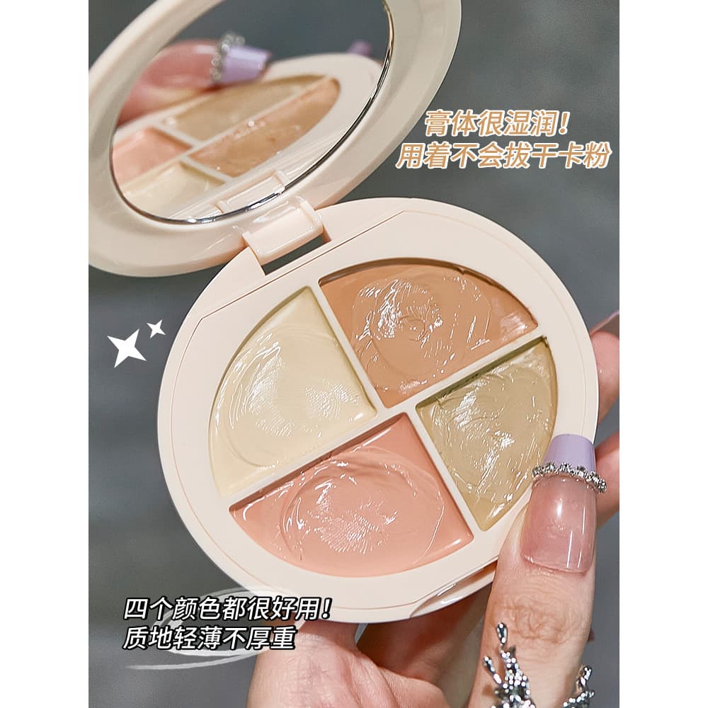 Corretivo de quatro cores para cobertura facial, manchas cobrindo Acne, pele seca, pele oleosa, placa corretiva, luz mod