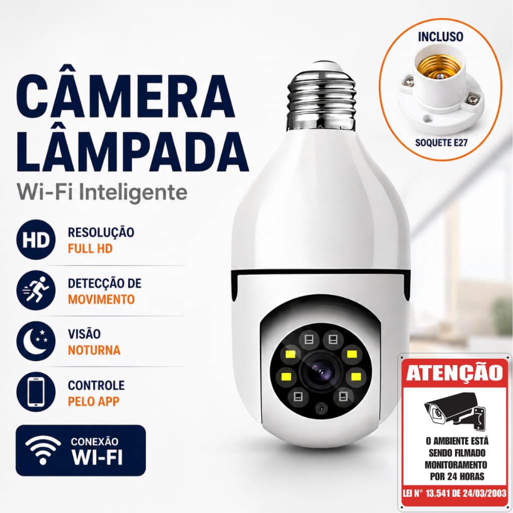 355 ° Câmera Giratória WiFi 1080P Com Detecção De Movimento , Visão Noturna E Infravermelha