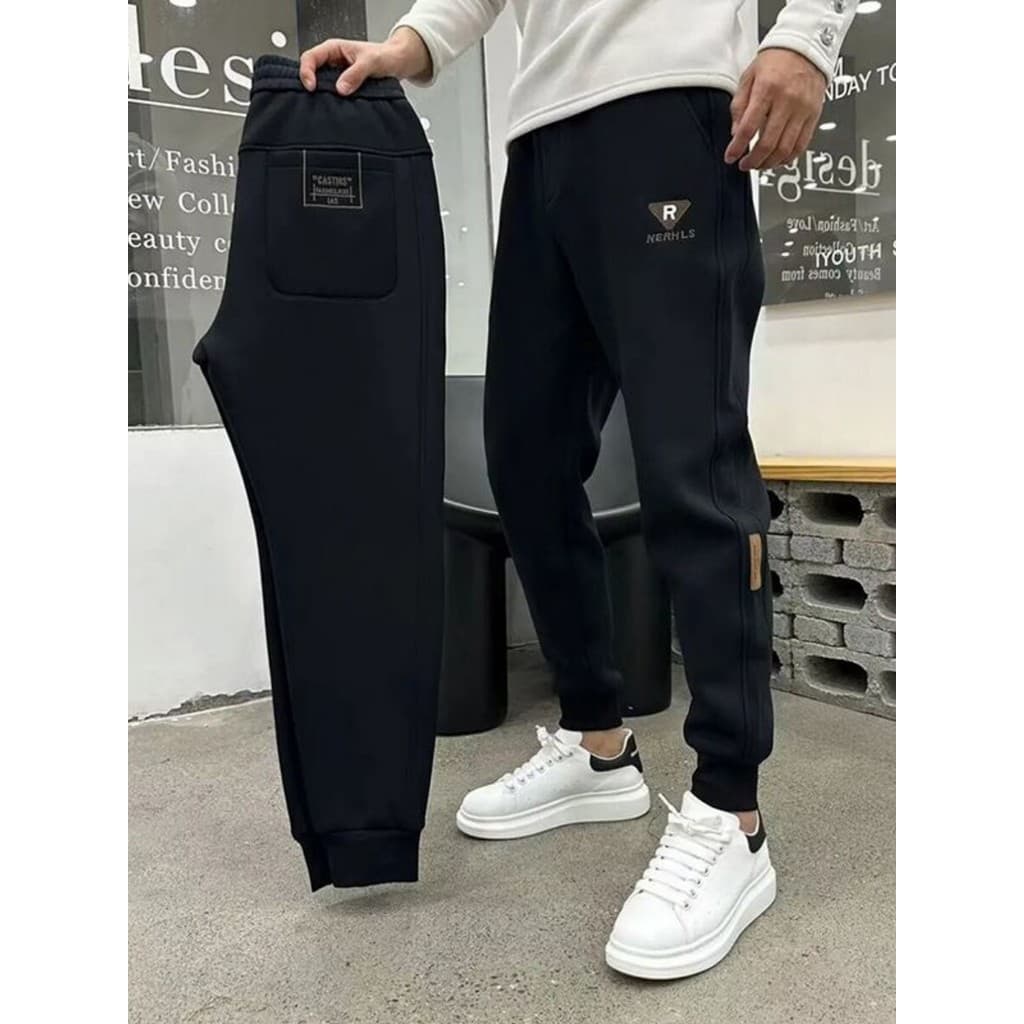 T na moda Casual sweatpants masculino outono inverno engrossado fino-ajuste sweatpants High-End novo estilo velo-
