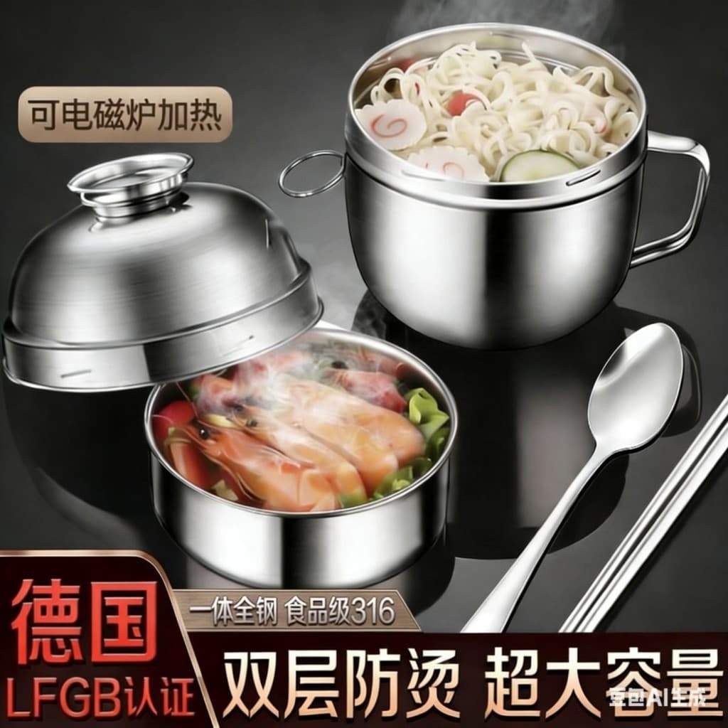Copo de Fast food 304 aço inoxidável engrossado tigela de macarrão instantâneo de grande capacidade produto comestível e