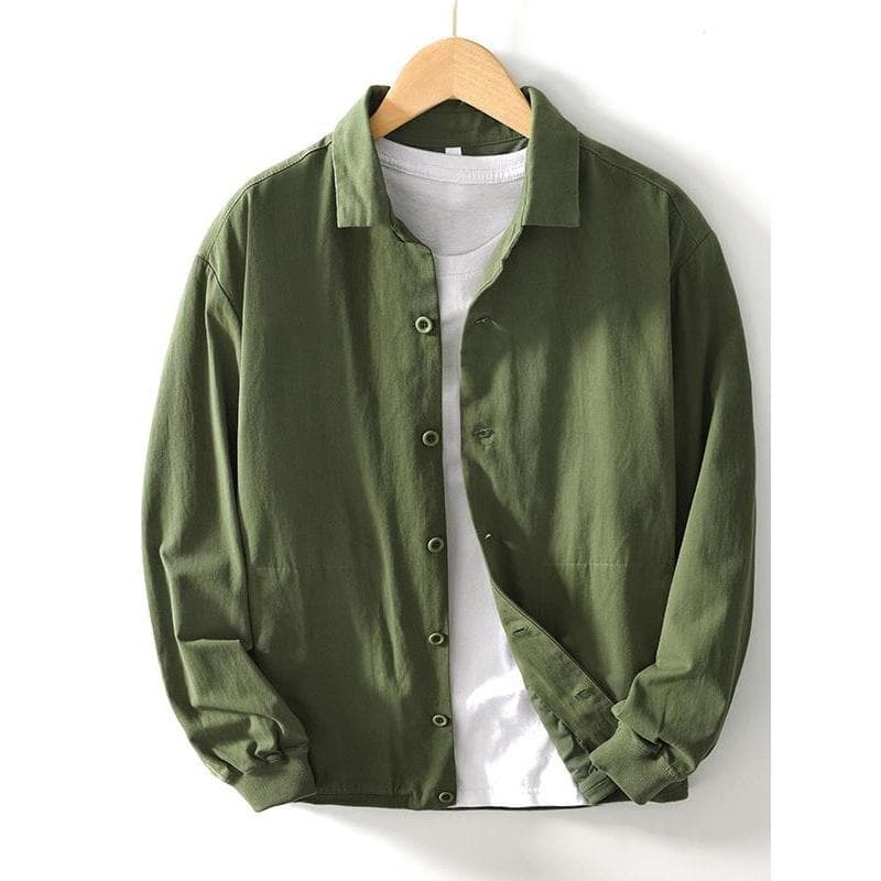 Primavera outono Retro puro algodão lapela jaqueta Casual jaqueta masculina exército verde macacão topo uniforme de beis