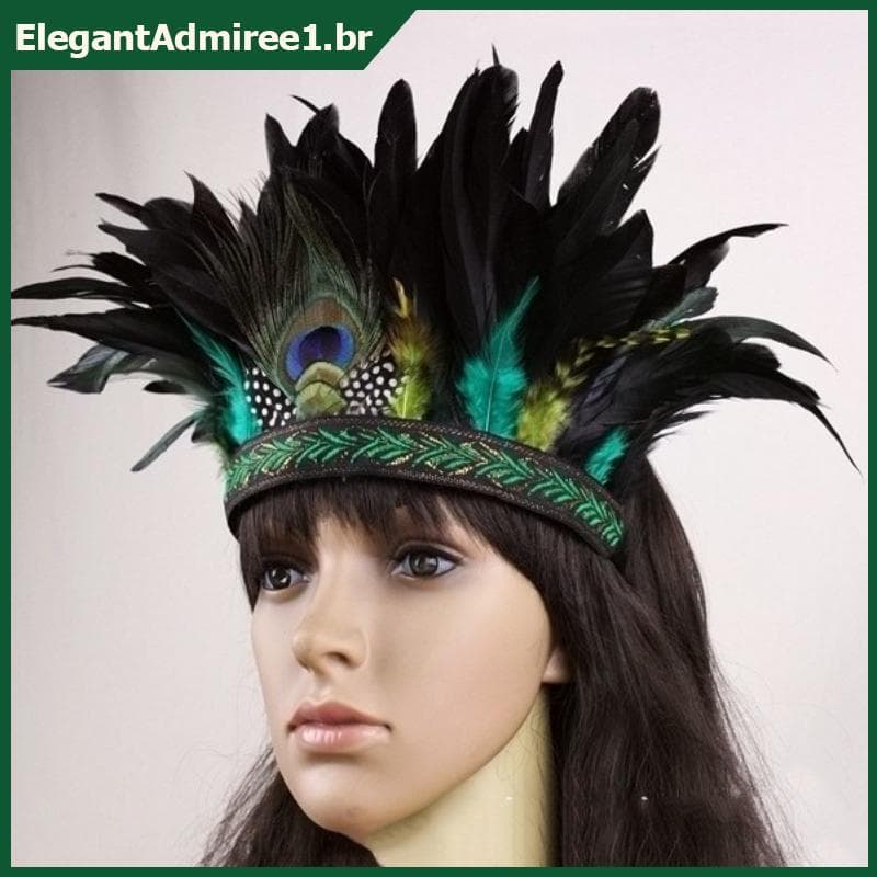 ELEGA Fashion Feather Crown Headband Com Alça Para Halloween Cosplay Party Headdress