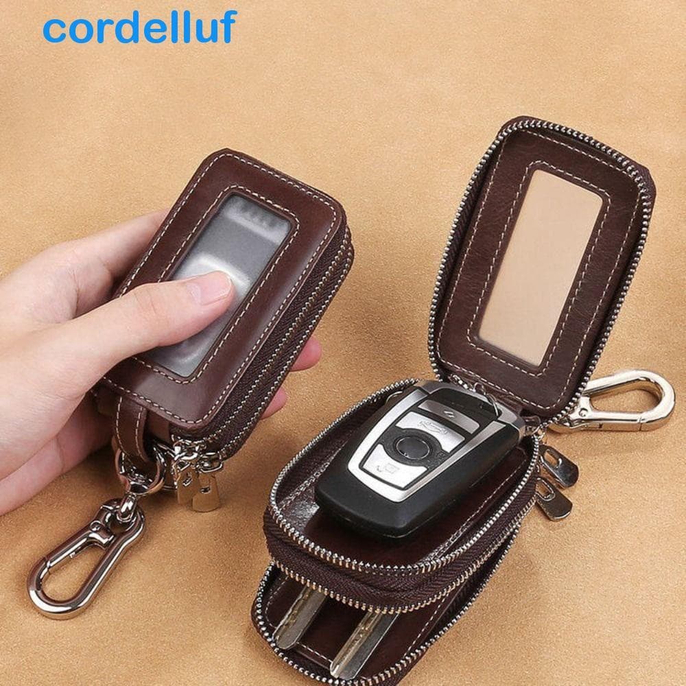 CORDELLUF Estojo Para Chave De Camada Dupla , Mini Bolsa De Armazenamento Carro , Organizadora De PU Portátil Com Zíper