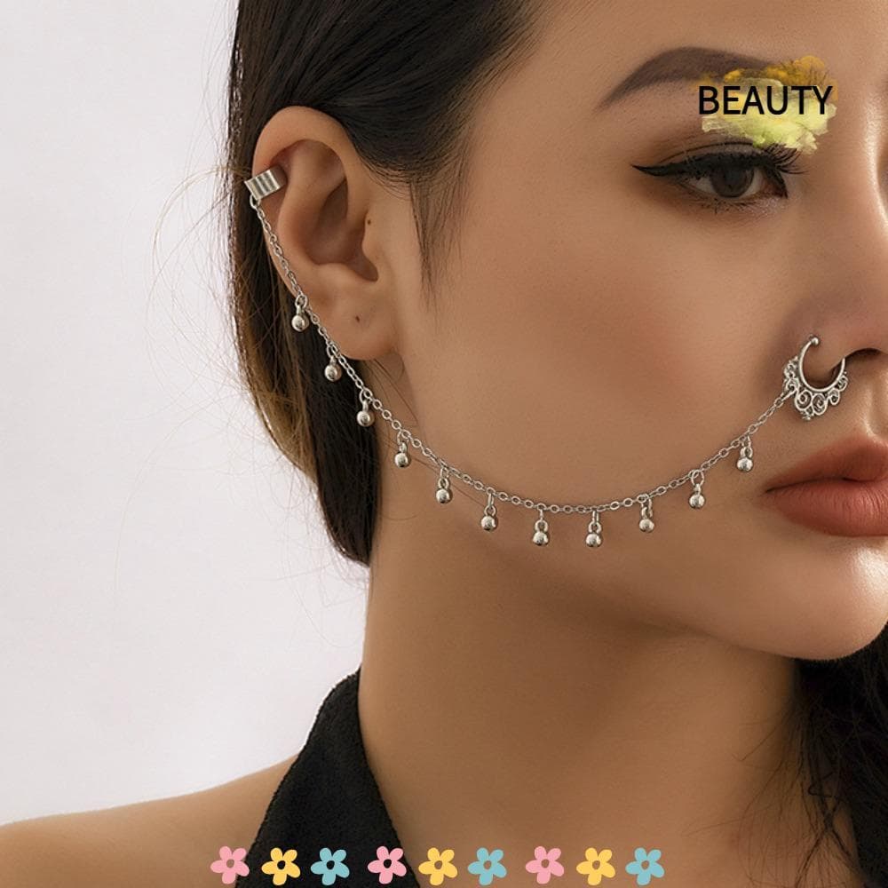 BEAUTYHOMEBR Corrente De Borla De Borboleta De Imitação , Joia Piercing De Temperamento Feminino , Clipe De Nariz Punk