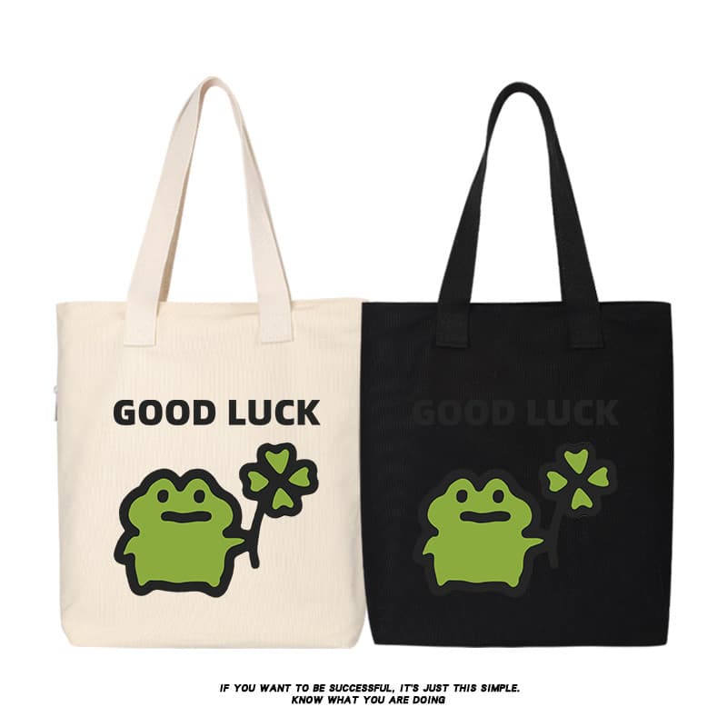 Xiuluo boa sorte Little Frog Quack Bolsa Bolsa de Ombro Bolsa Bolsa de Compras Bolsa de Lona Sacola