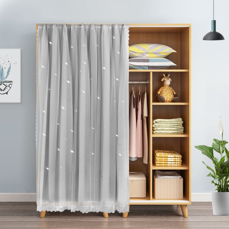 Cortina de bloqueio de armário meia cortina pano Velcro Anti-poeira divisória de guarda-roupa cortina de porta d