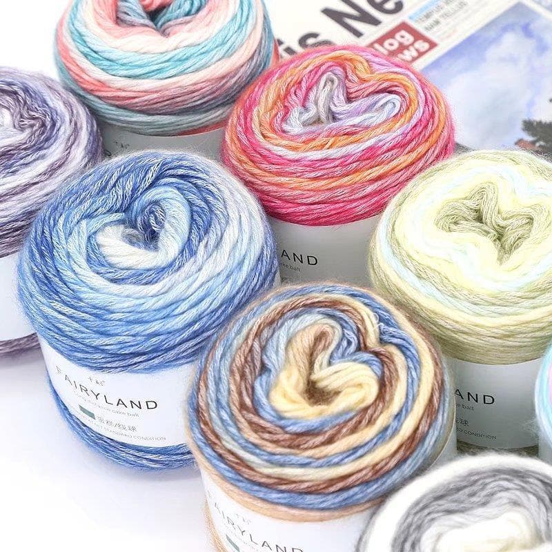 Bolo fio fio grupo seção tingimento gradiente cor fio bola artesanal diy tricô camisola cachecol linha flor cor linha va