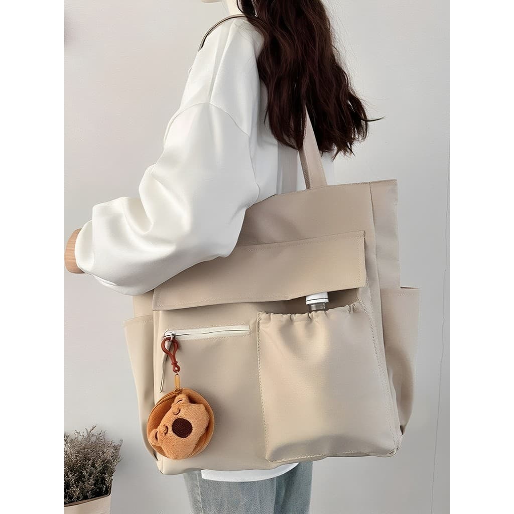 Estilo japonês ins estilo bolsa de lona feminina grande capacidade de um ombro sacola versão coreana Commuter estudante