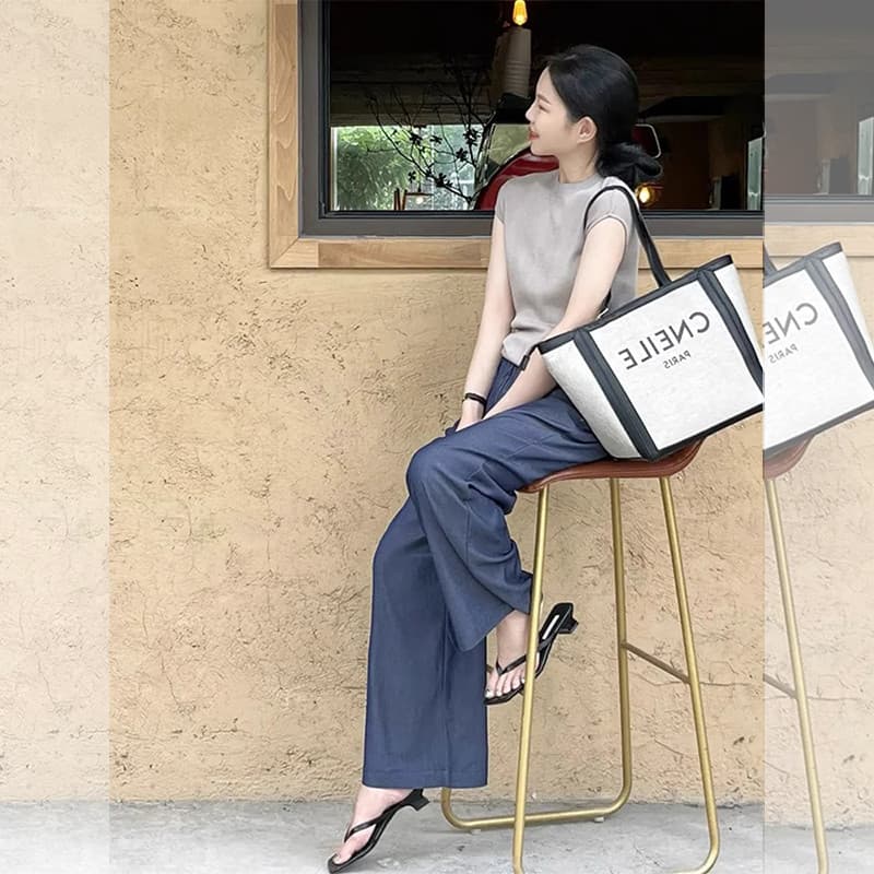 2025 Super quente vestido de verão um conjunto luz luxo High-End sentimento elegante estilo deusa cinza topo calças de p