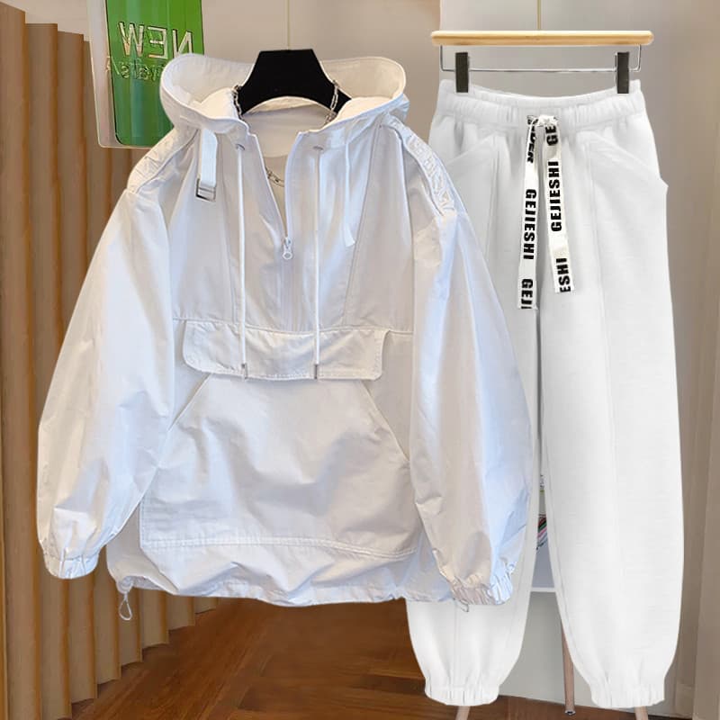 Street Wear Workwear com capuz proteção solar roupas terno das mulheres dos homens verão tendência costura estilo fino r