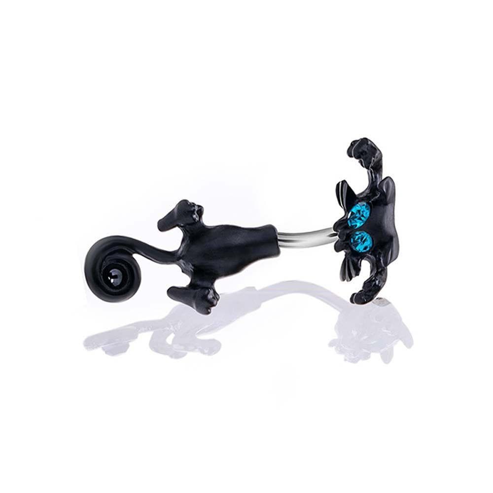 Umbigo Anel Piercing Jóias Hip Hop Forma De Gato Aço Inoxidável Zircão Strass De Barriga