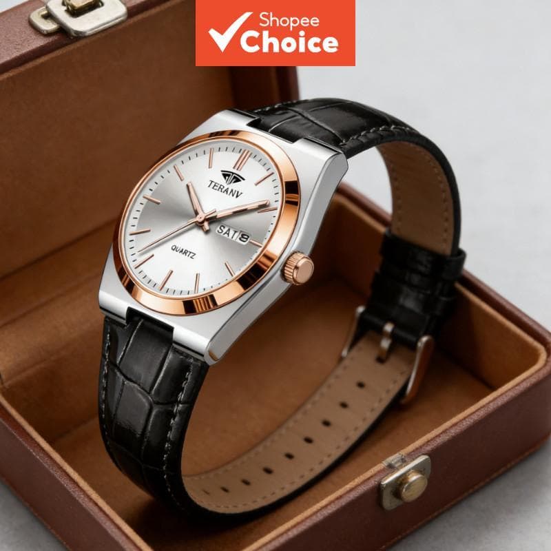 Relógio Masculino De Quartzo Empresarial Com Pulseira De Couro Premium (Sem Caixa