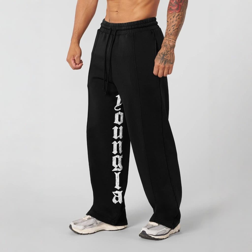 YOUNGLA outono inverno estilo americano impresso calças casuais pernas longas esportes ligeiramente longo Fitness algodã