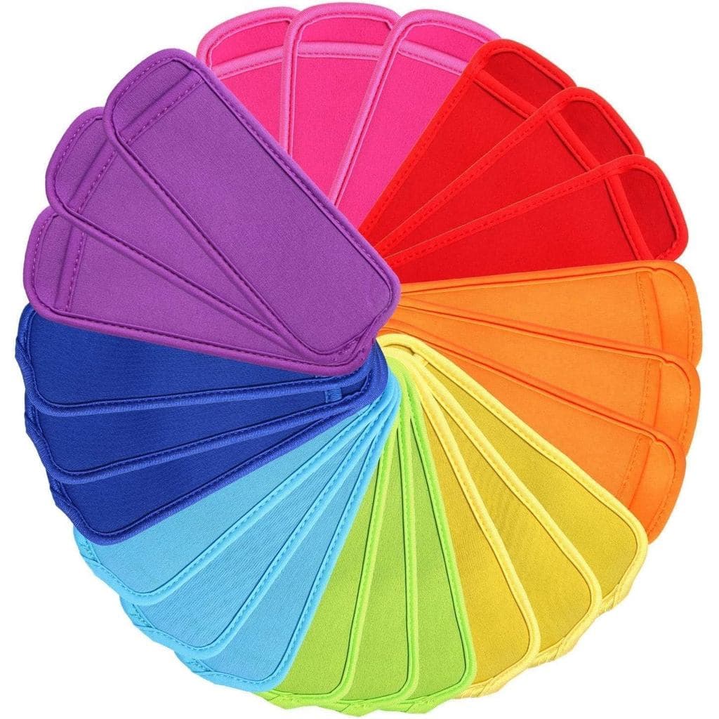 JANYUN Pacote com 24 Sacos Reutilizáveis para Picolé, Capas Anticongelantes para Picolé, 8 Cores |   Suportes Reutilizáv