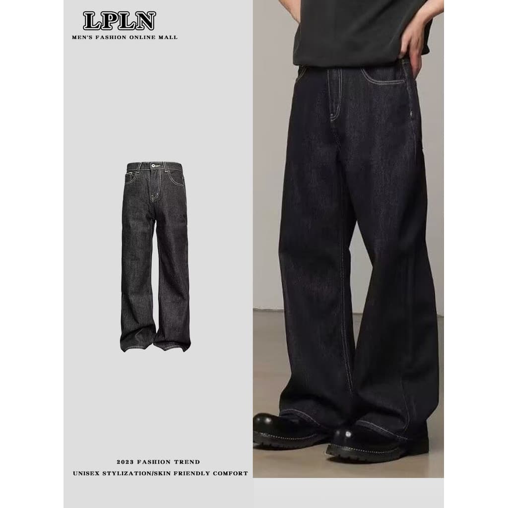 LPLN americano Retro cleanfit calças de brim de perna larga masculino novo estilo solto Drape em linha reta Casual chão-