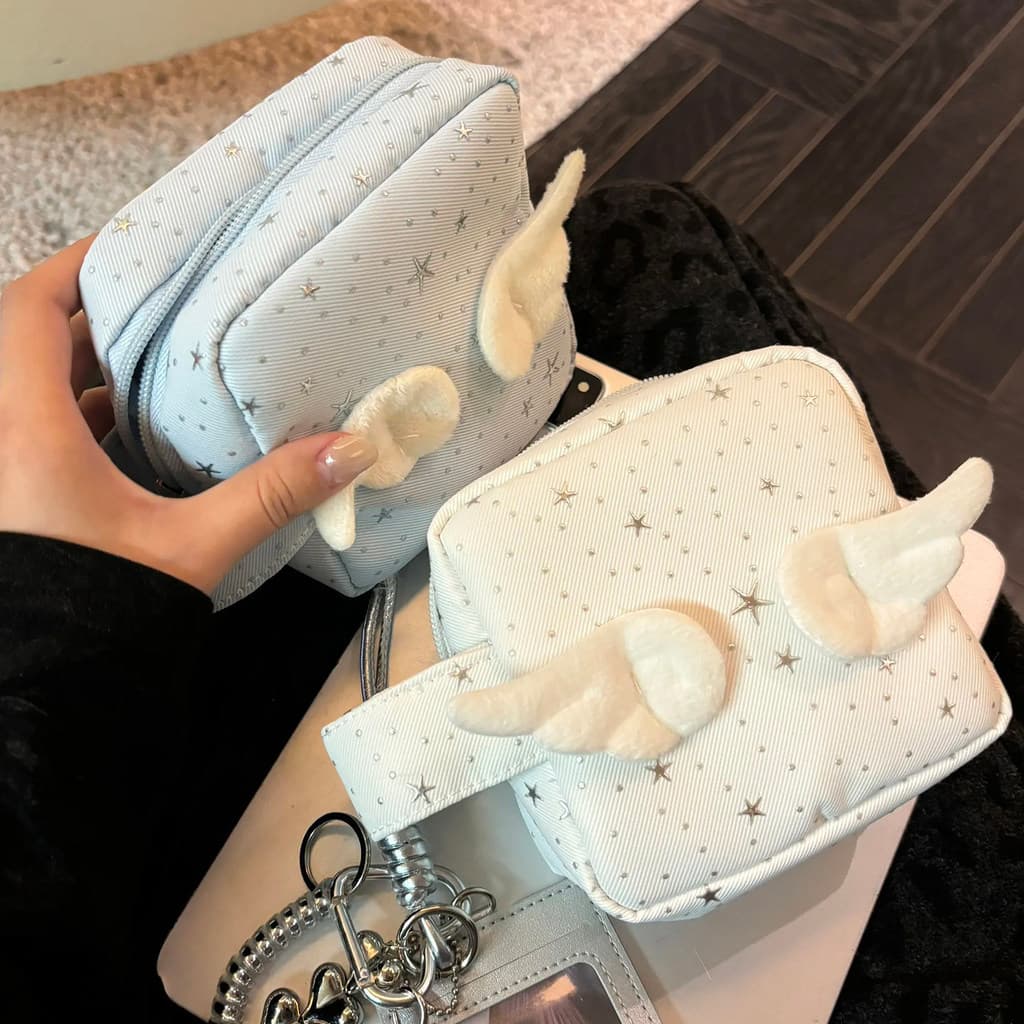 Saco cosmético passeio portátil feminino estilo coreano estrela Polaroid saco de armazenamento de viagem saco cosmético