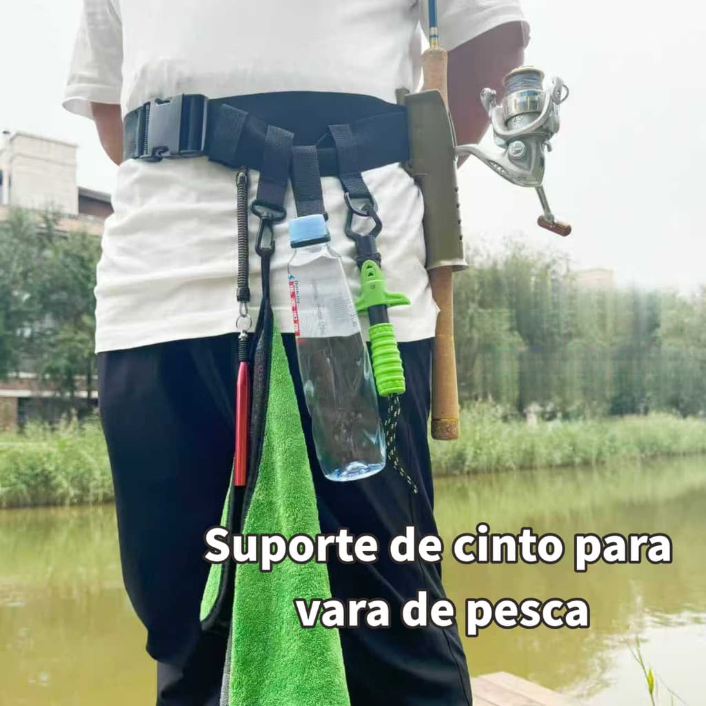 Suporte para vara de pesca, fivela de cinto, gancho com trava, inserção de vara portátil, isca, suporte para pendurar na