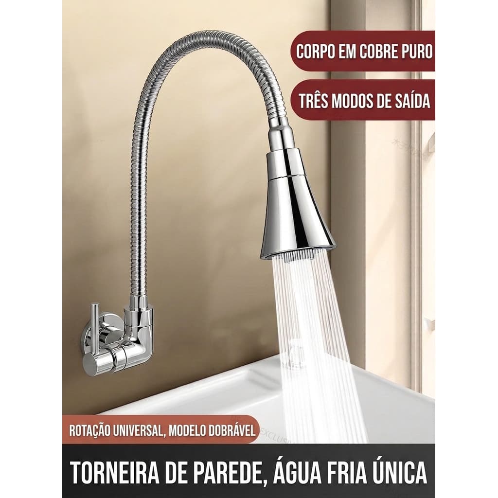 Torneira Gourmet De Cozinha Bancada Flexível Quadrada 1/4 Volta Design Moderno Pia