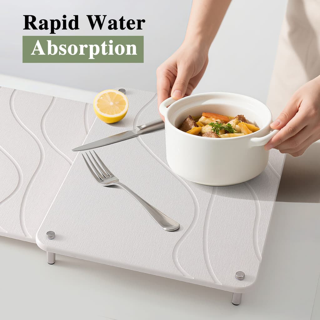 Conjunto de 2 peças de bancada de cozinha, conjunto embutido, tapete de mesa de mesa, lama de diatomáceas, bancada de la