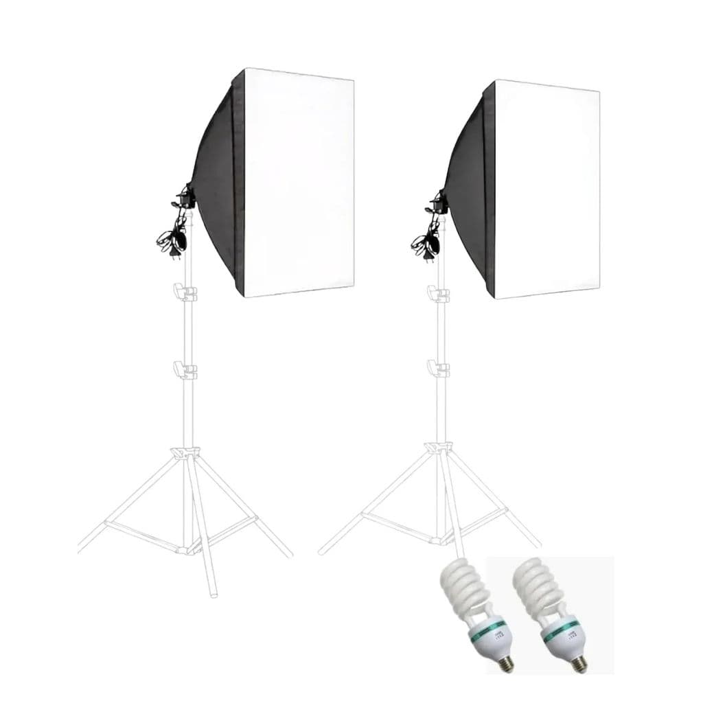 Kit Iluminação Profissional 2 Softbox 50x70 para Fotos e Vídeos