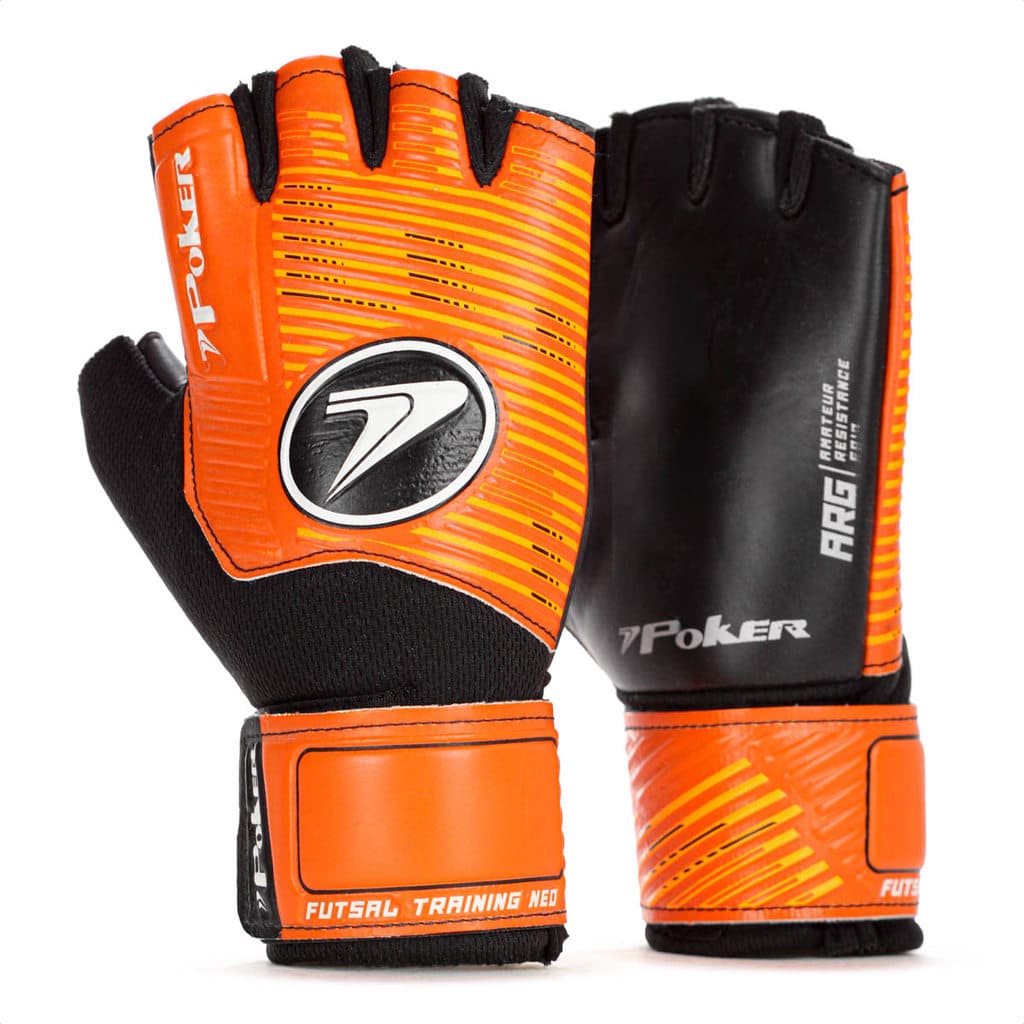 Luva de Goleiro Poker Futsal Training Neo Laranja e Preto - Adulto