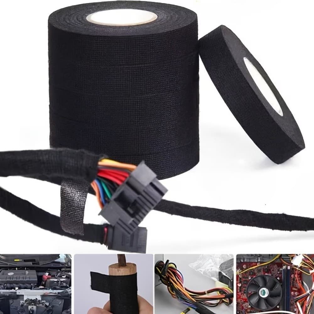 Fita Chicote Isolante Tecido Automotivo Autoadesivo Carro Moto - 15m x 19mm Anti Ruído Altas Temperaturas Alta Fixação