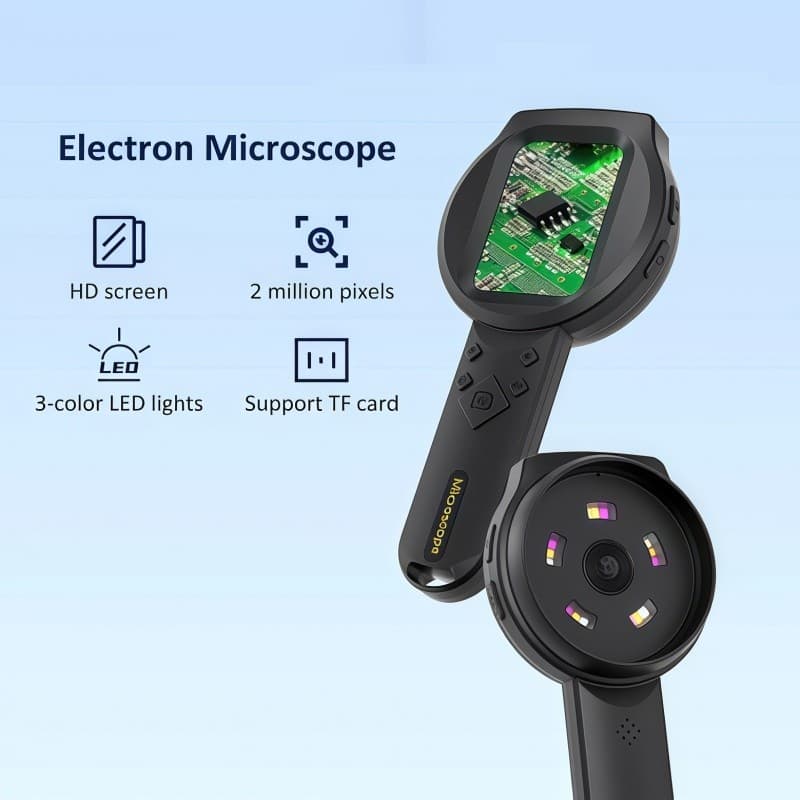 Microscópio Portátil 100X Hd Lupa Digital Para Pele Couro Cabeludo Análise Reparação Eletrônica Preto 1Pc