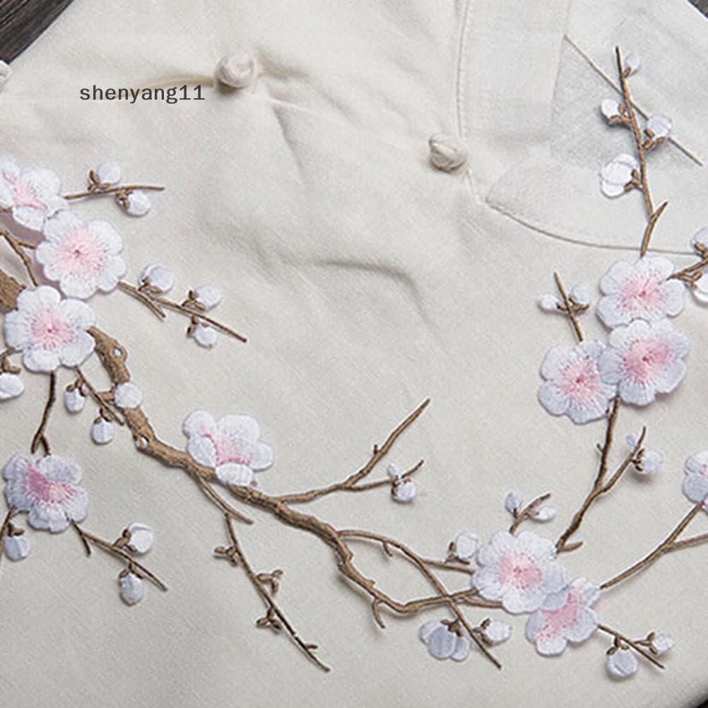 shen Lindo Remendo De Flor De Ameixa Bordado Ferro/Costurar Em Apliques Motivo Artesanato yang