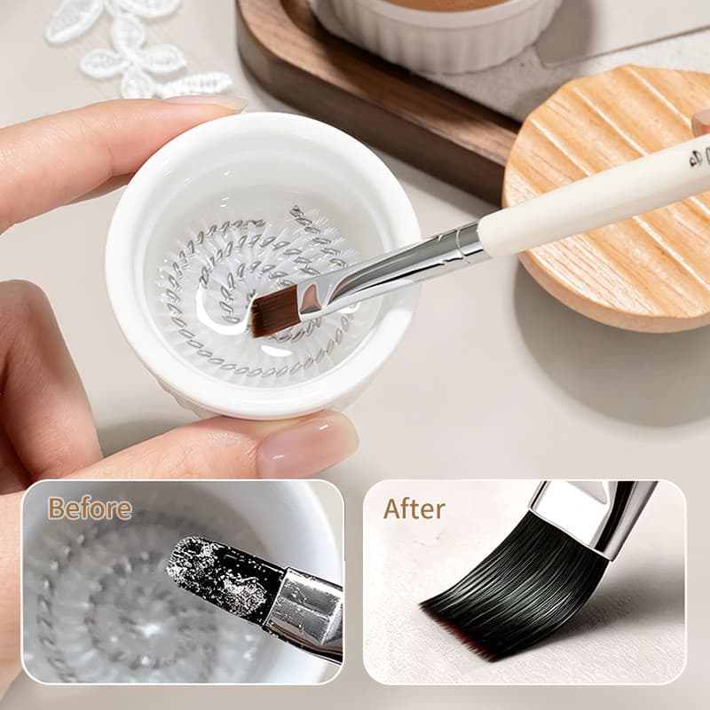 Escova De Unhas Limpador Copo Lavagem Caneta Com Base Malha Aço Inoxidável Prego Broca Recipiente Limpeza Cerâmica Tampa
