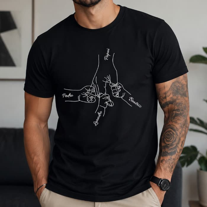Camiseta Pai Personalizada com Nomes dos Filhos Presente Dia dos Pais 100% Algodão no Fio 30.1
